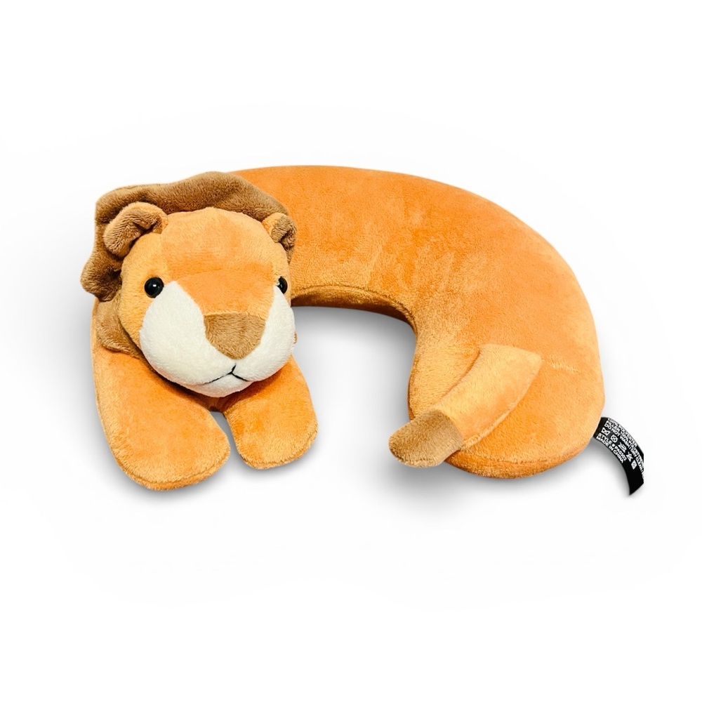 Plush Lion Neck Pillow for Kids - Orange Like New Travel Comfort